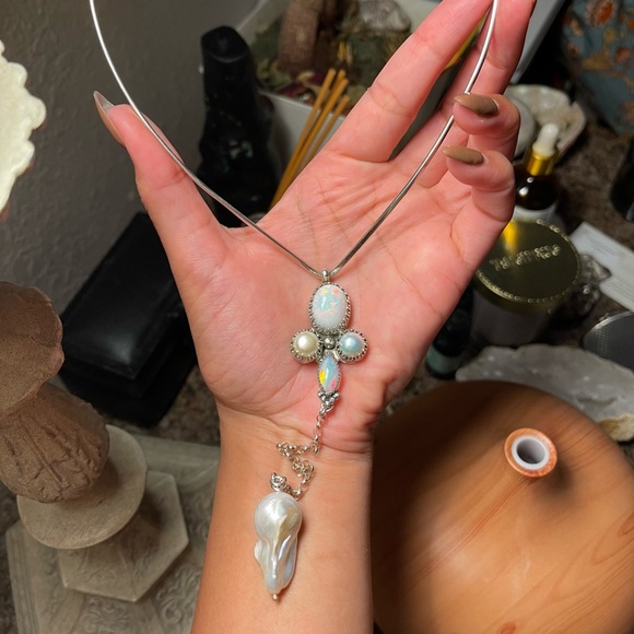 Opal pearl necklace - Picture 3 of 3